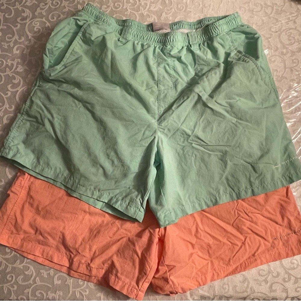 2 Columbia PFG Bathing Suits (Light Green & Light Orange) - Men’s Trunks